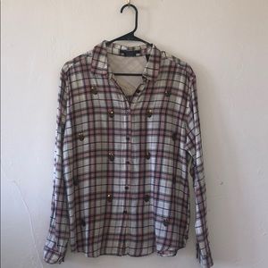 Scotch & Soda beaded plaid button down size 2